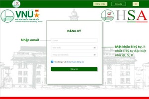 河内国立大学能力评价考试报名页面。（图：网站截图）