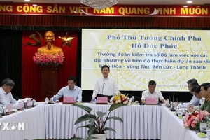 政府副总理胡德福（中）主持会议。（图：越通社）