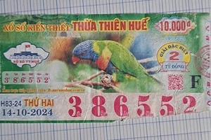 中特别奖20亿元的彩票右下角被略微撕破。