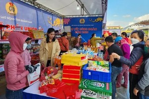 图为越南劳动总联团举办的2023年“春节工会集市”活动一隅。（资料图）