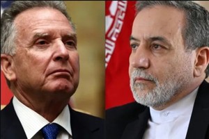 美国中东问题特使威特科夫(左)与伊朗外交部长阿巴斯‧阿拉格齐。（图：互联网）