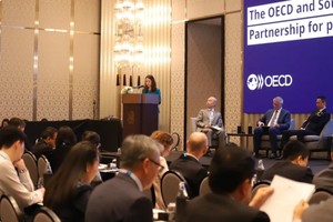 越南外交部副部长阮明姮发表讲话。（图：越通社）