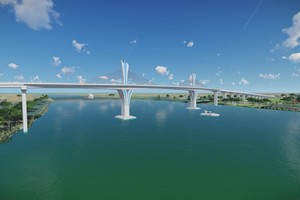 横跨环古西河桥樑效果图。