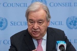 联合国秘书长古特雷斯向媒体发表谈话。（图：联合国）