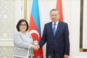 苏林总书记会见阿塞拜疆国民议会主席萨希芭·加法罗娃。（图：越通社）