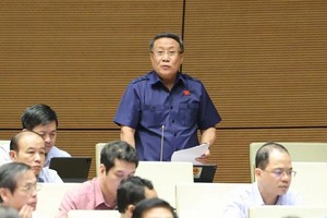 广治省代表何士同（站）在会议上发言。（图：光福）