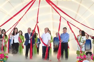 诸位领导和嘉宾为仙泉南方水果盛会拉开帷幕。