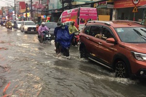 黎文越街雨后被水淹景象。