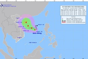 热带低气压的移动方向。（图：国家气象水文预报中心）