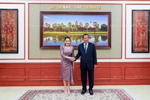 佩通坦与洪森。（图：互联网） 