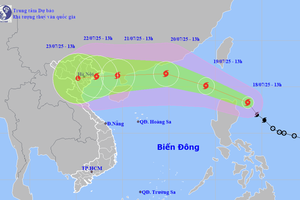 图为“韦帕”(Wipha)台风的移动方向。（图：NCHMF）