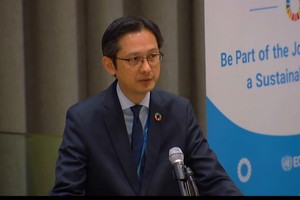 越南常驻联合国代表团团长杜雄越大使出席会议并发表讲话。（图：越通社）