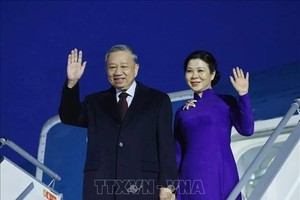 党中央总书记苏林和夫人抵达赫尔辛基，开始对芬兰进行正式访问。（图：越通社）