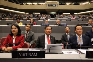 越南共产党中央委员、国会国防安全与对外委员会主任黎晋进和越南代表团出席会议。（图：越通社）