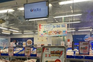 越南水产品已上架国内各大超市。图自越通社