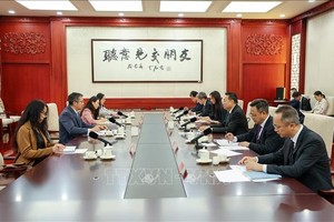 越南驻华大使范清平会见中共中央宣传部副部长王纲。