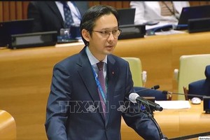 越南常驻联合国代表团团长杜雄越大使在会上发表讲话。