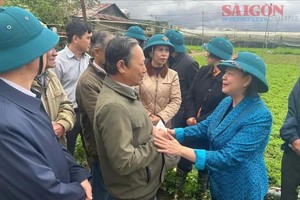  图: 裴氏明怀主席在与林同省省委举行的工作会上发表讲话。