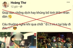 Một bài viết thông tin sai sự thật, xuyên tạc trên Facebook cá nhân của Võ Hoàng Thơ