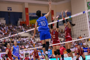 越南女排对阵泰国的比赛现场。