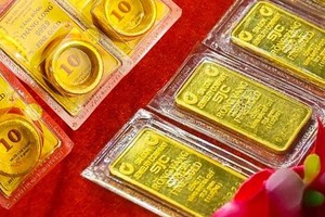 SJC黄金价格每两下跌50万元。