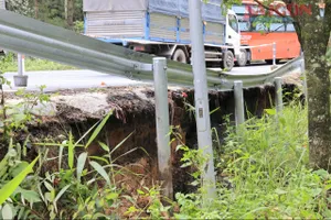 Vị trí bị sạt lở trên đèo Mimosa