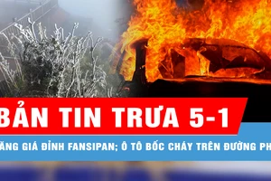 Bản tin trưa 5-1: Băng giá phủ trắng đỉnh Fansipan; Ô tô bốc cháy dữ dội trên đường phố