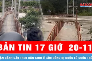 Bản tin 17 Giờ 20-11: Cận cảnh cầu treo dân sinh ở Lâm Đồng bị nước lũ cuốn trôi