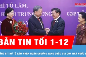 Bản tin tối 1-12: Tổng Bí thư Tô Lâm nhận Huân chương Vàng Quốc gia của Nhà nước Lào
