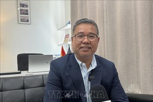 美国DMV地区企业家与爱国人士俱乐部主任加里·青阮接受越通社记者的采访。 