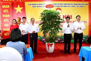 胡志明市领导向地方赠送绿树。 