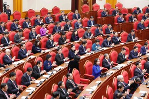 出席越南共产党第十三届中央委员会第十五次全体会议的代表。图自越通社 