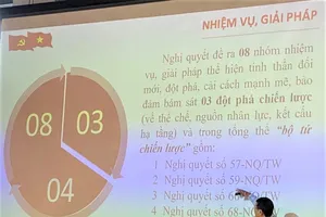 TS Trần Quý trình bày tham luận “Chuyển đổi số: Từ nhận thức đến chiến lược trong hỗ trợ phát triển doanh nghiệp bền vững theo Nghị quyết 68”. Ảnh: THANH HÙNG