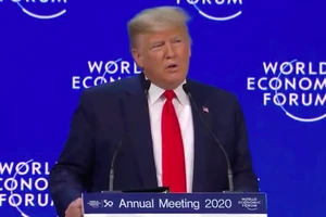 Ông Donald Trump tham dự hội nghị thường niên của Diễn đàn Kinh tế thế giới (WEF) vào năm 2020. Ảnh từ video của WEF