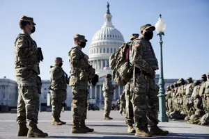 Binh sĩ Vệ binh Quốc gia tại Washington D.C. Ảnh: XINHUA 