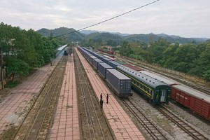 The first container train connecting Vietnam and China (Photo: VNR)