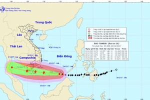 Direction of Typhoon Tembin on December 24 (Photo: national weather bureau)