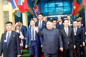 Chairman of the Workers’ Party of Korea (WPK) and the State Affairs Commission of the Democratic People’s Republic of Korea (DPRK) Kim Jong-un walks out of the Dong Dang station in Vietnam's northern border province of Lang Son on February 26 morning. (Ph