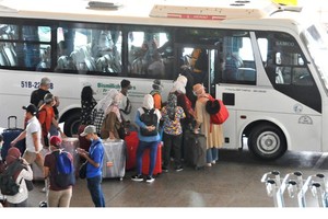 Passenger tour bus at Tan Son Nhat International Airport