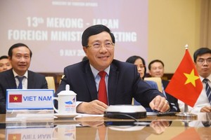 Vietnamese Deputy Prime Minister and Minister of Foreign Affairs Pham Binh Minh co-chairs the 13th Mekong - Japan Ministerial Conference on July 9 (Photo: VNA)