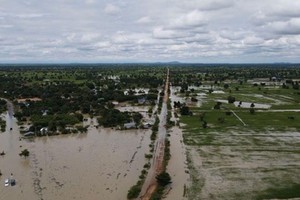 An aerial view of inundated Banteay Meanchey province. Photo: AKP