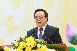 Hoang Binh Quan, Chairman of the Party Central Committee’s Commission for External Relations, speaks at the meeting in Hanoi on February 3 (Photo: VNA)