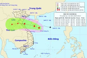 Bão số 4 hướng vào Bắc Trung bộ