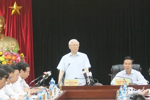 Tổng Bí thư Nguyễn Phú Trọng phát biểu tại buổi làm việc với Ban Tuyên giáo Trung ương