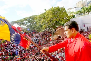 Tổng thống Venezuela Nicolas Maduro tại cuộc mít tinh ngày 24-1 kỷ niệm 61 năm lật đổ nhà độc tài Marcos Perez Jimenez