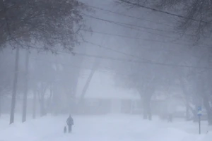 Bão tuyết ở Kaukauna, Wisconsin, Mỹ, ngày 28-1-2019. Ảnh: AP