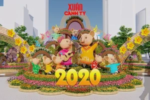 Phối cảnh 3D tạo hình chuột trên trục đường Nguyễn Huệ trong Tết Nguyên Đán 2020. Ảnh: Saigontourist.
