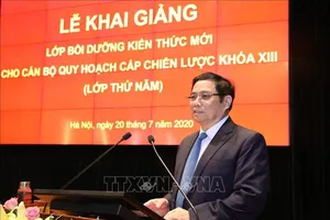 Đồng chí Phạm Minh Chính, Ủy viên Bộ Chính trị, Bí thư Trung ương Đảng, Trưởng Ban Tổ chức Trung ương phát biểu. Ảnh: TTXVN