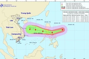 Vị trí và đường đi của siêu bão Goni. Ảnh: TTKTTVQG