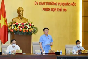 Chủ tịch Quốc hội Vương Đình Huệ phát biểu tại phiên họp. Ảnh: QUANG PHÚC